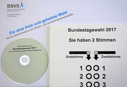 Hilfsmittel zur Wahl - Audio CD (Inhalt Stimmenzettel), Wahlschablone