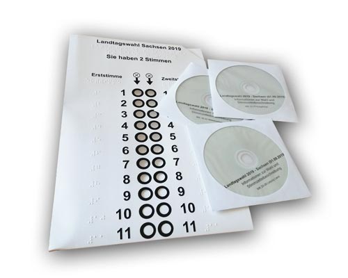 Wahlschablone und Info-CD zur Landtagswahl 2019