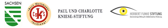 Logos BPA Förderer - Freistaat Sachsen, Bert-Mettmann-Stiftung, Paul-und-Charlotte-Kniese-Stiftung, Herbert-Funke-Stiftung