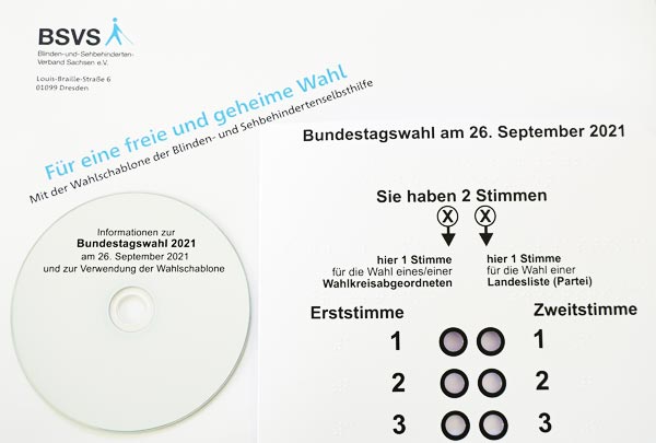 Wahlschablone und Info-CD